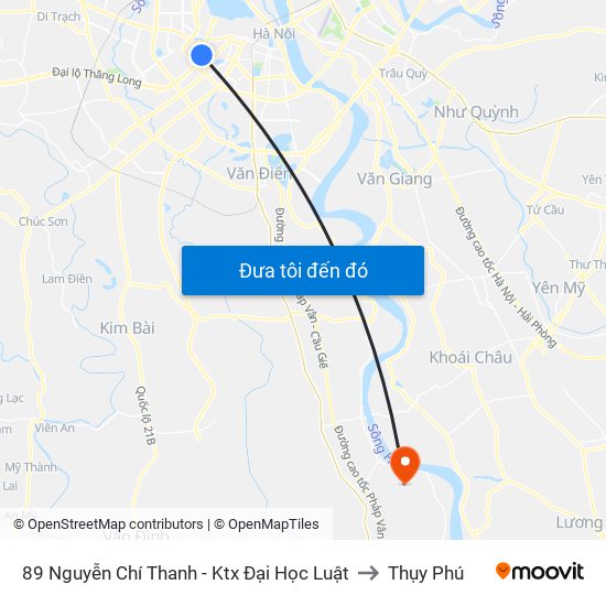 89 Nguyễn Chí Thanh - Ktx Đại Học Luật to Thụy Phú map