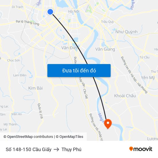 Số 148-150 Cầu Giấy to Thụy Phú map