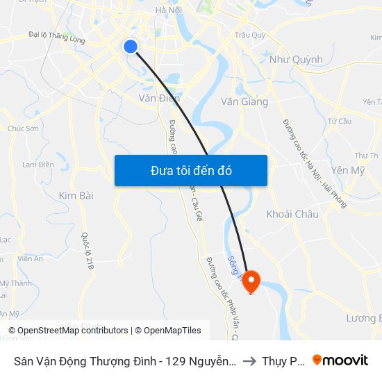 Sân Vận Động Thượng Đình - 129 Nguyễn Trãi to Thụy Phú map