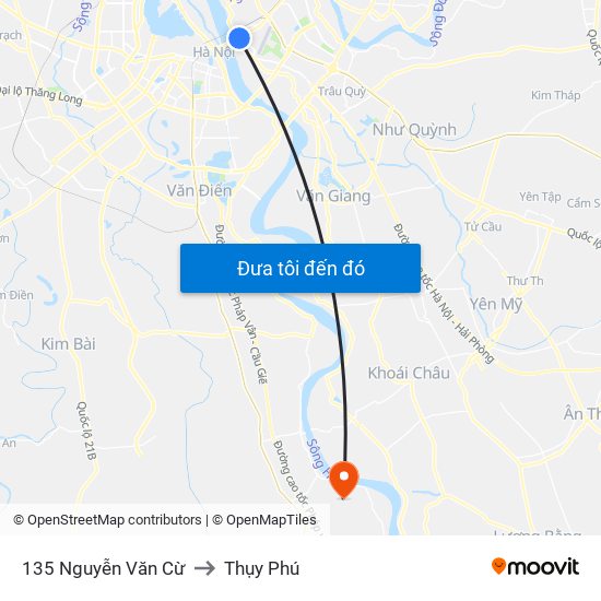 135 Nguyễn Văn Cừ to Thụy Phú map