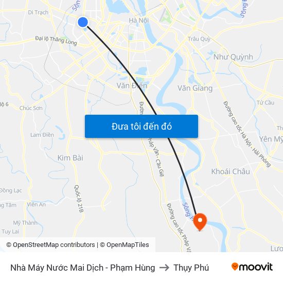Nhà Máy Nước Mai Dịch - Phạm Hùng to Thụy Phú map