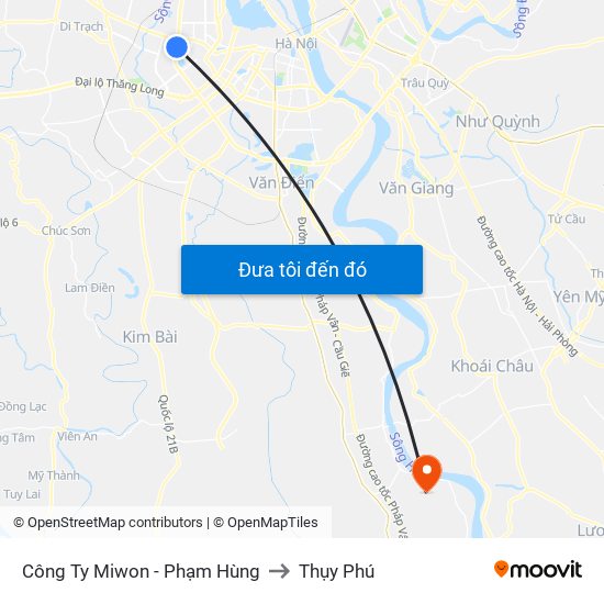 Công Ty Miwon - Phạm Hùng to Thụy Phú map