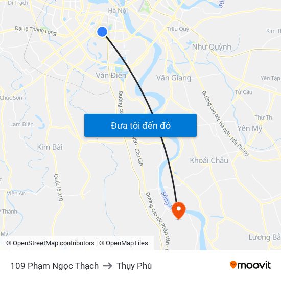 109 Phạm Ngọc Thạch to Thụy Phú map