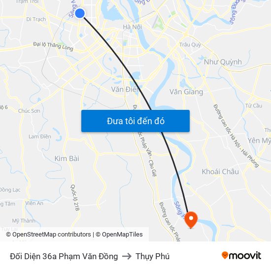 Chung Cư Greenstars- Phạm Văn Đồng to Thụy Phú map