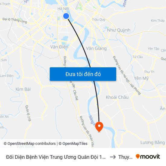 Đối Diện Bệnh Viện Trung Ương Quân Đội 108 - Trần Hưng Đạo to Thụy Phú map