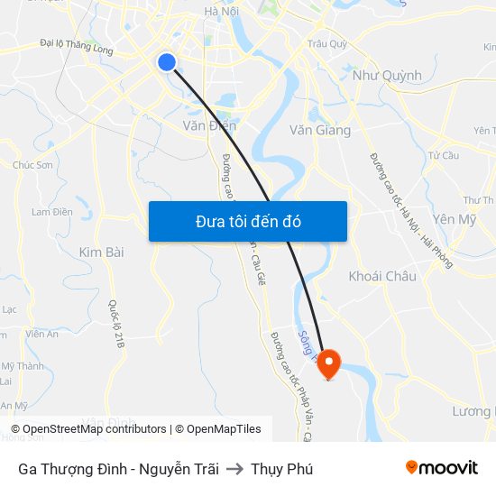 Ga Thượng Đình - Nguyễn Trãi to Thụy Phú map