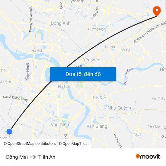 Đồng Mai to Tiền An map