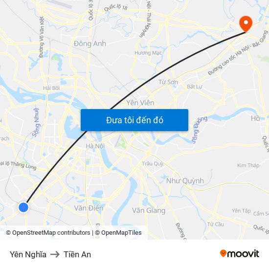 Yên Nghĩa to Tiền An map