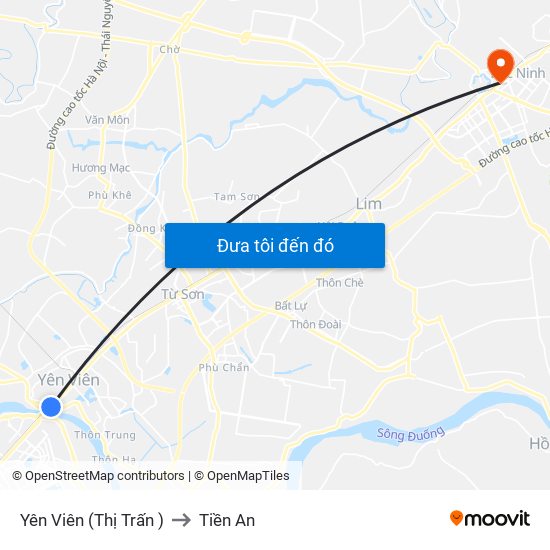 Yên Viên (Thị Trấn ) to Tiền An map