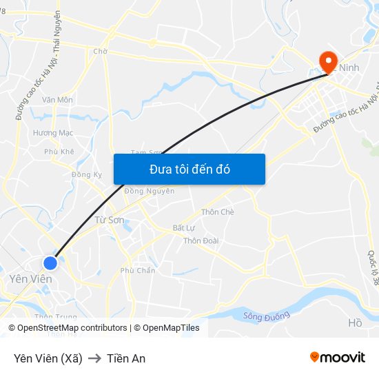 Yên Viên (Xã) to Tiền An map