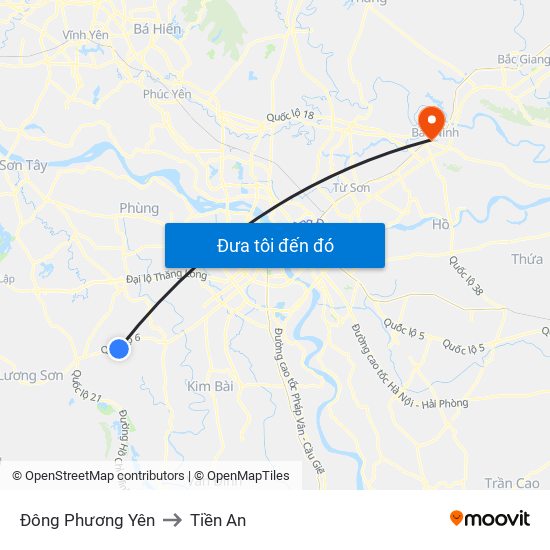 Đông Phương Yên to Tiền An map