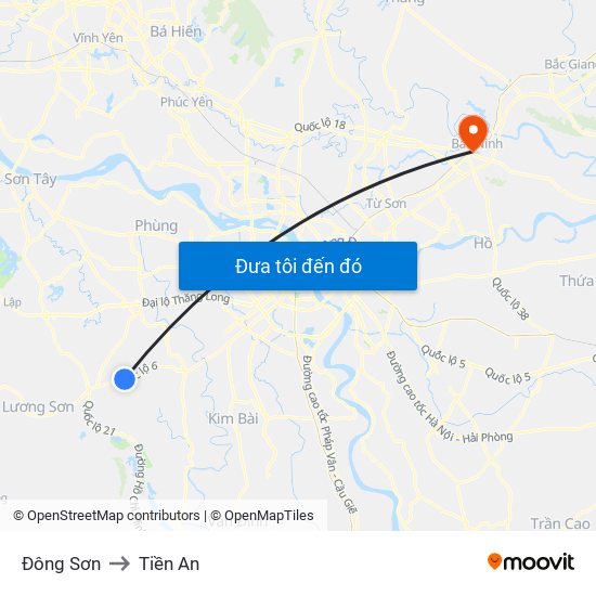 Đông Sơn to Tiền An map