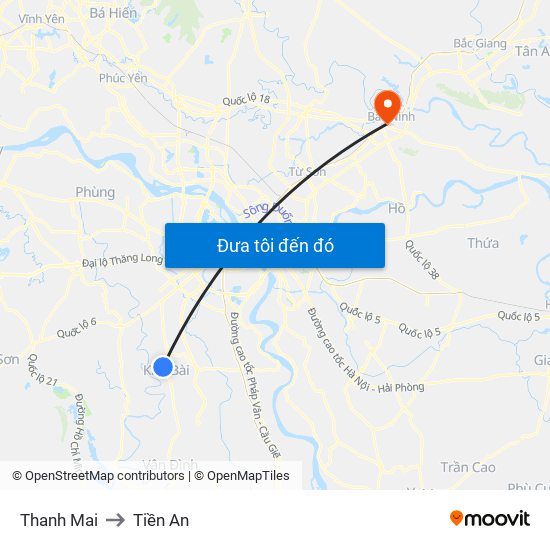 Thanh Mai to Tiền An map