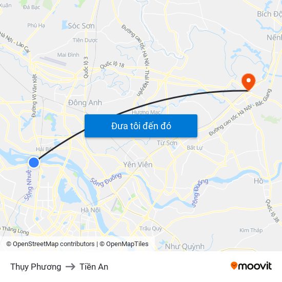Thụy Phương to Tiền An map