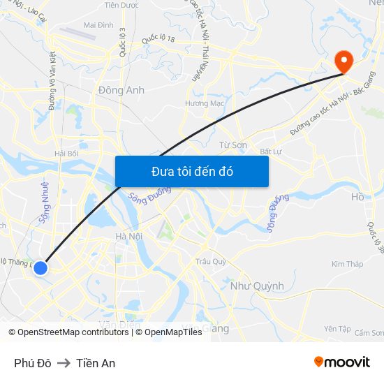 Phú Đô to Tiền An map