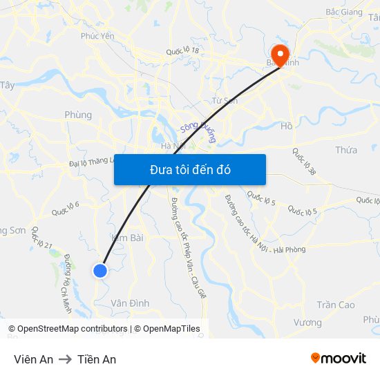 Viên An to Tiền An map