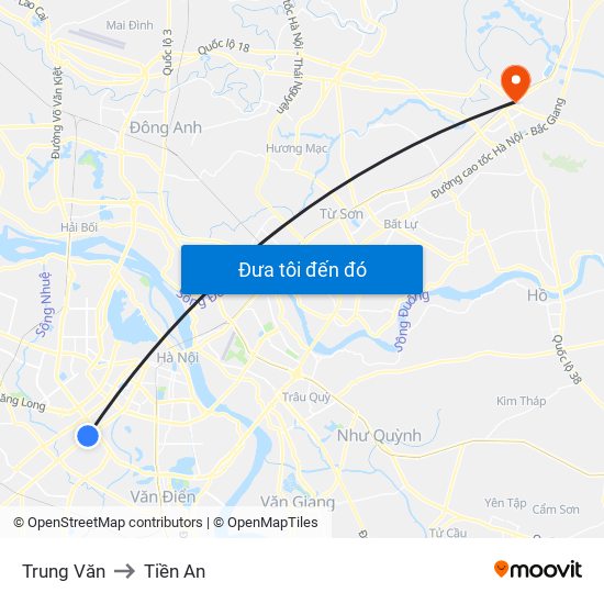 Trung Văn to Tiền An map
