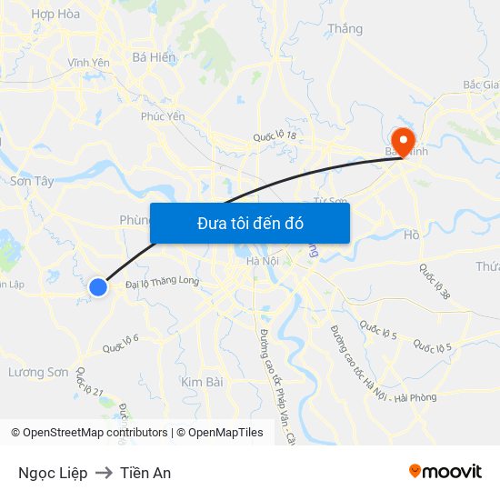 Ngọc Liệp to Tiền An map