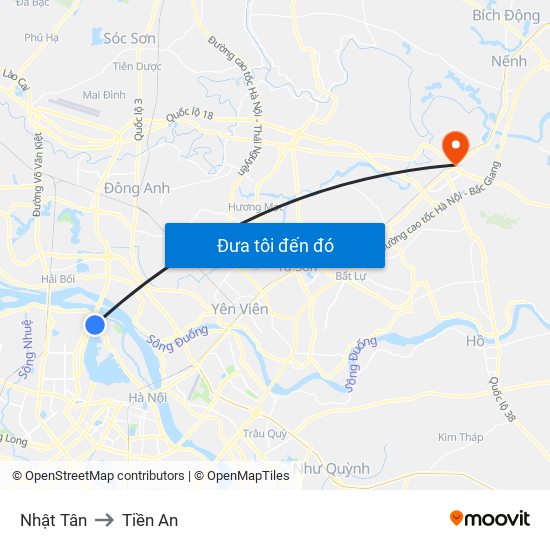 Nhật Tân to Tiền An map