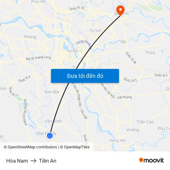 Hòa Nam to Tiền An map