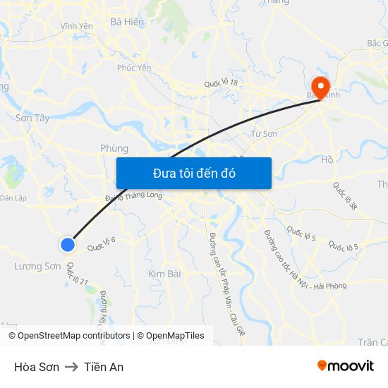 Hòa Sơn to Tiền An map