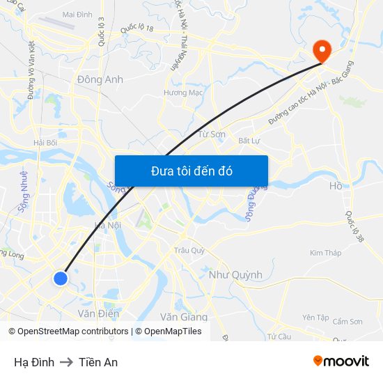 Hạ Đình to Tiền An map