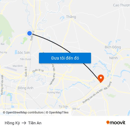 Hồng Kỳ to Tiền An map
