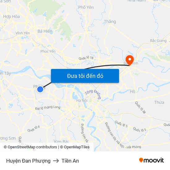 Huyện Đan Phượng to Tiền An map