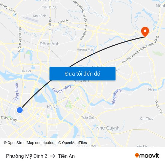 Phường Mỹ Đình 2 to Tiền An map