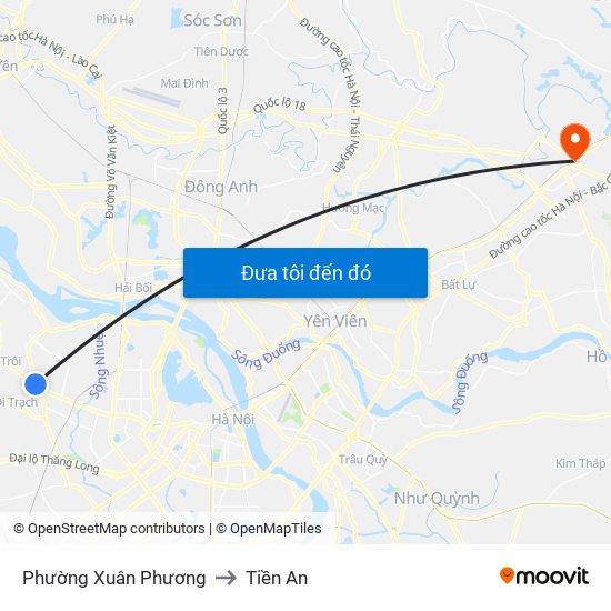 Phường Xuân Phương to Tiền An map