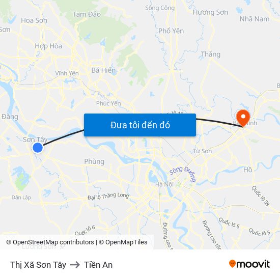 Thị Xã Sơn Tây to Tiền An map