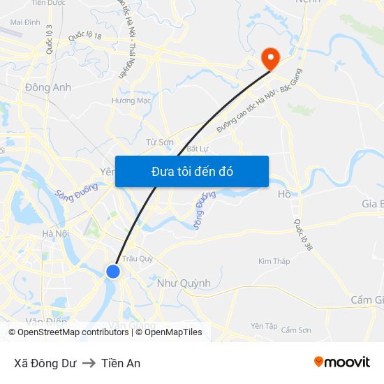Xã Đông Dư to Tiền An map