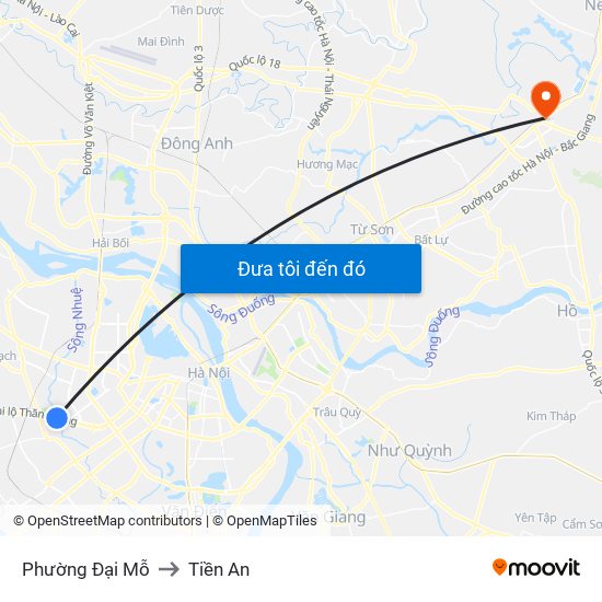 Phường Đại Mỗ to Tiền An map