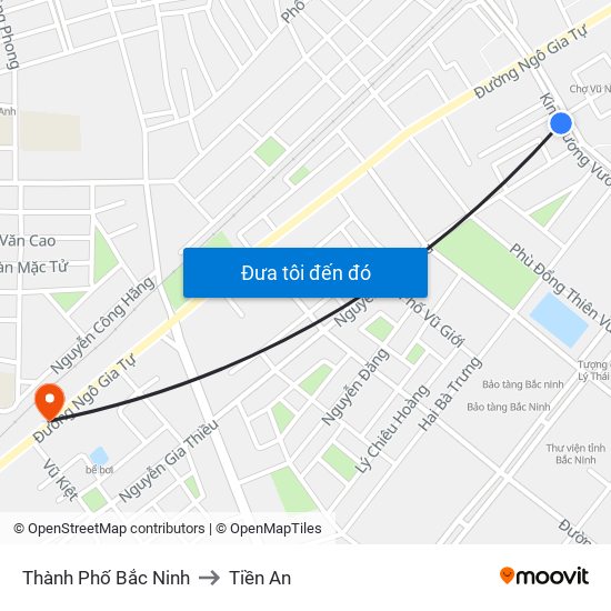 Thành Phố Bắc Ninh to Tiền An map