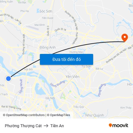 Phường Thượng Cát to Tiền An map