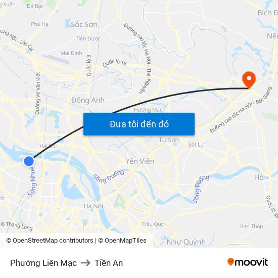 Phường Liên Mạc to Tiền An map