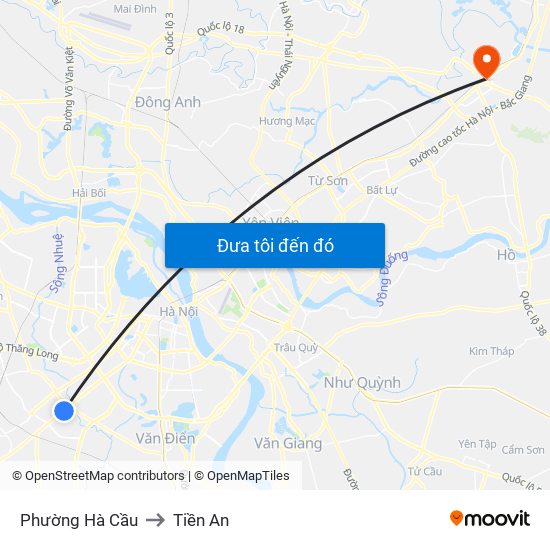 Phường Hà Cầu to Tiền An map