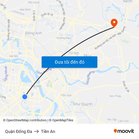 Quận Đống Đa to Tiền An map