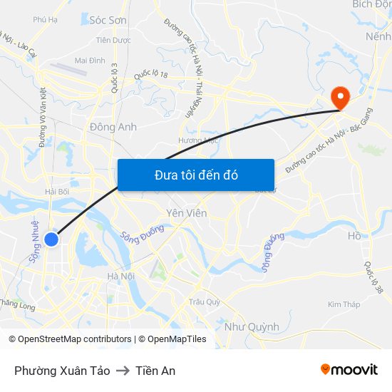 Phường Xuân Tảo to Tiền An map