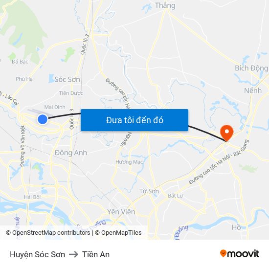 Huyện Sóc Sơn to Tiền An map