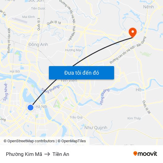 Phường Kim Mã to Tiền An map