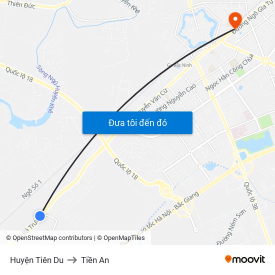 Huyện Tiên Du to Tiền An map