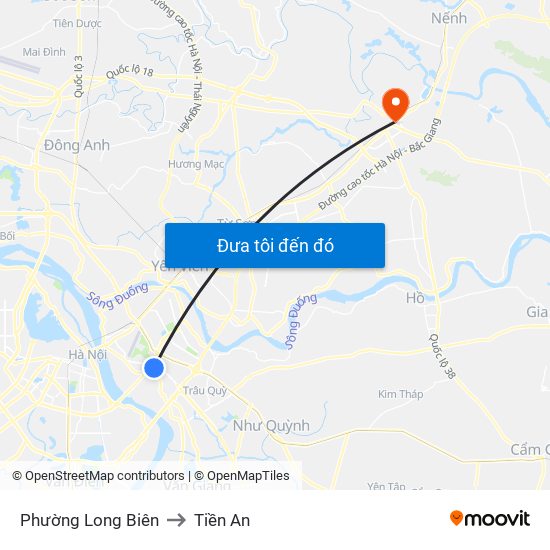 Phường Long Biên to Tiền An map