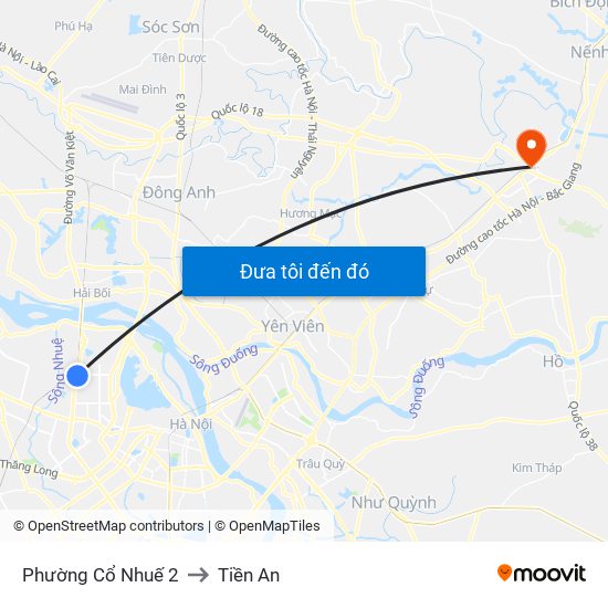 Phường Cổ Nhuế 2 to Tiền An map