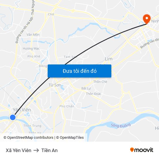 Xã Yên Viên to Tiền An map