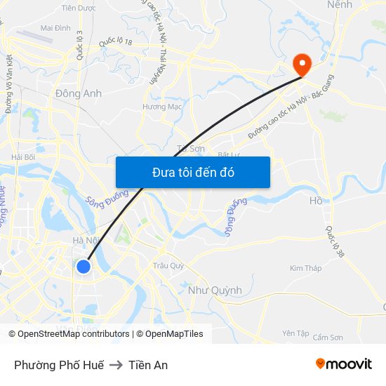 Phường Phố Huế to Tiền An map