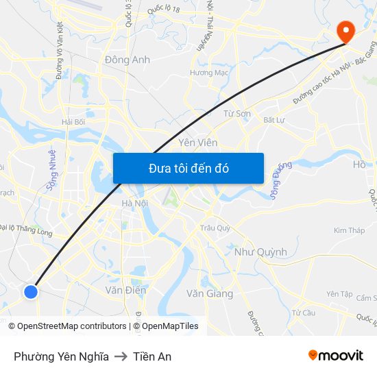 Phường Yên Nghĩa to Tiền An map