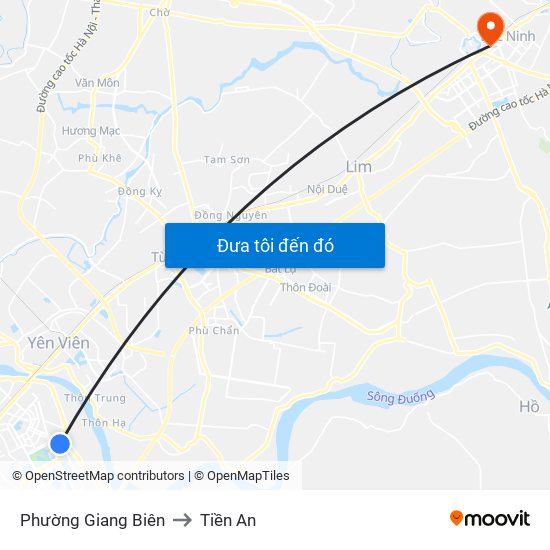 Phường Giang Biên to Tiền An map
