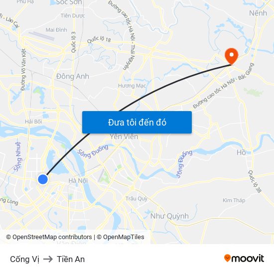 Cống Vị to Tiền An map