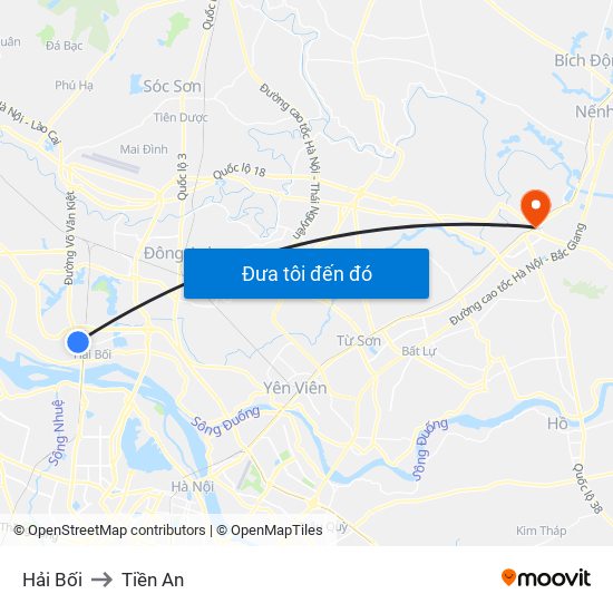 Hải Bối to Tiền An map
